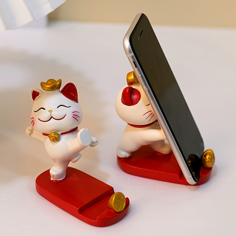 [Cute Cat Holder] Cute Cartoon Cat 1pc Mobile Phone Tablet Holder - Office Desk Ornament Suitable for Mobile Phones and Tablets