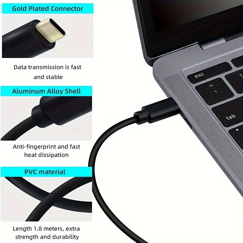 6ft Type C USB C To HDTV 4K Cable Adapter Mobile Phone Tablet HDTV Converter For Samsung Galaxy HUAWEI Macbook Xiaomi Type-C Devices