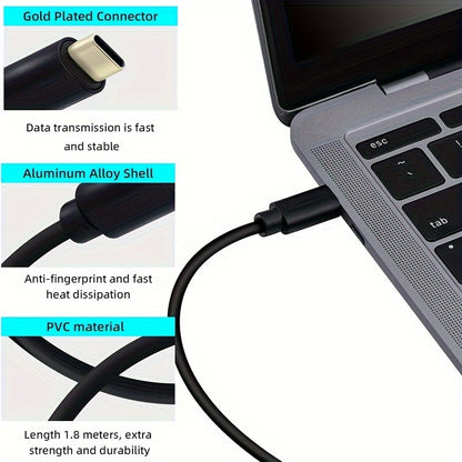6ft Type C USB C To HDTV 4K Cable Adapter Mobile Phone Tablet HDTV Converter For Samsung Galaxy HUAWEI Macbook Xiaomi Type-C Devices
