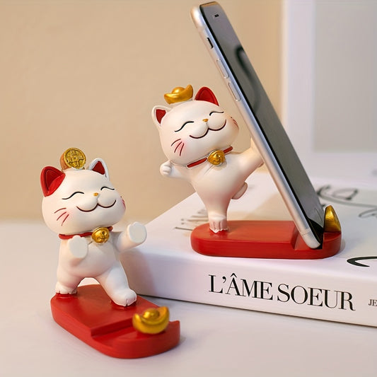 [Cute Cat Holder] Cute Cartoon Cat 1pc Mobile Phone Tablet Holder - Office Desk Ornament Suitable for Mobile Phones and Tablets
