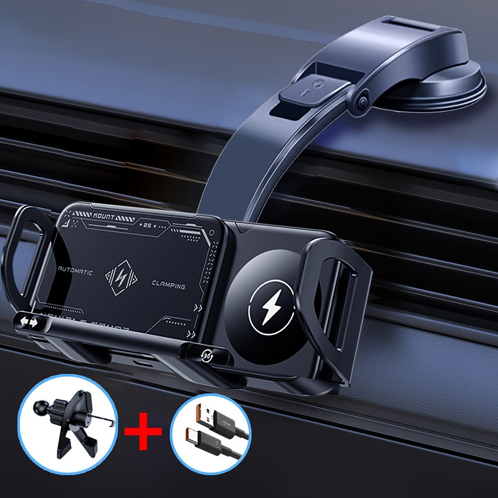 2025 New Car Holder Folding Screen Mobile Phone/tablet Holder 15W Wireless Fast Charging Two-in-one Automatic Rotating Magnetic Mobile Phone Holder Car Air Outlet Holder Suitable for Folding Screen Hands Samsung Galaxy ZFold6