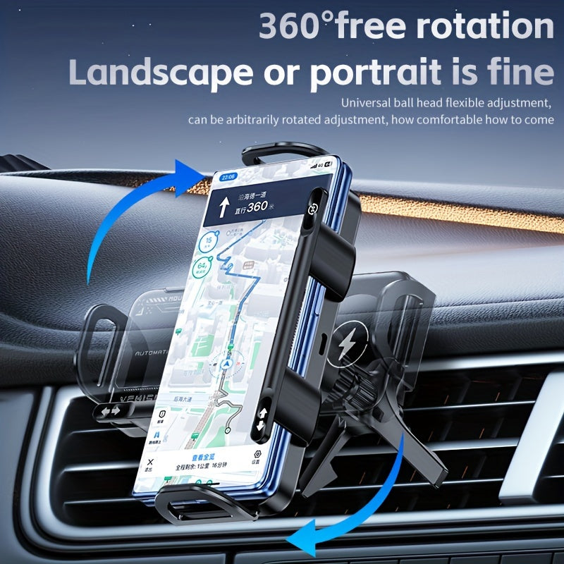 2025 New Car Holder Folding Screen Mobile Phone/tablet Holder 15W Wireless Fast Charging Two-in-one Automatic Rotating Magnetic Mobile Phone Holder Car Air Outlet Holder Suitable for Folding Screen Hands Samsung Galaxy ZFold6