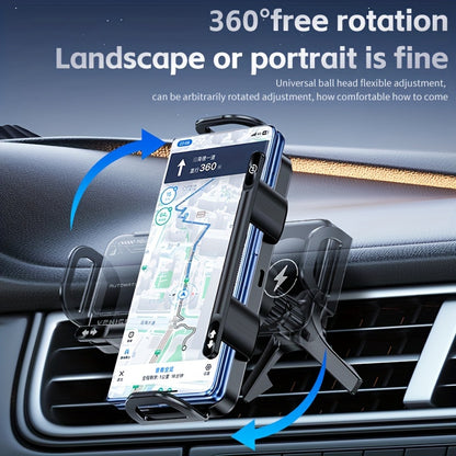 2025 New Car Holder Folding Screen Mobile Phone/tablet Holder 15W Wireless Fast Charging Two-in-one Automatic Rotating Magnetic Mobile Phone Holder Car Air Outlet Holder Suitable for Folding Screen Hands Samsung Galaxy ZFold6