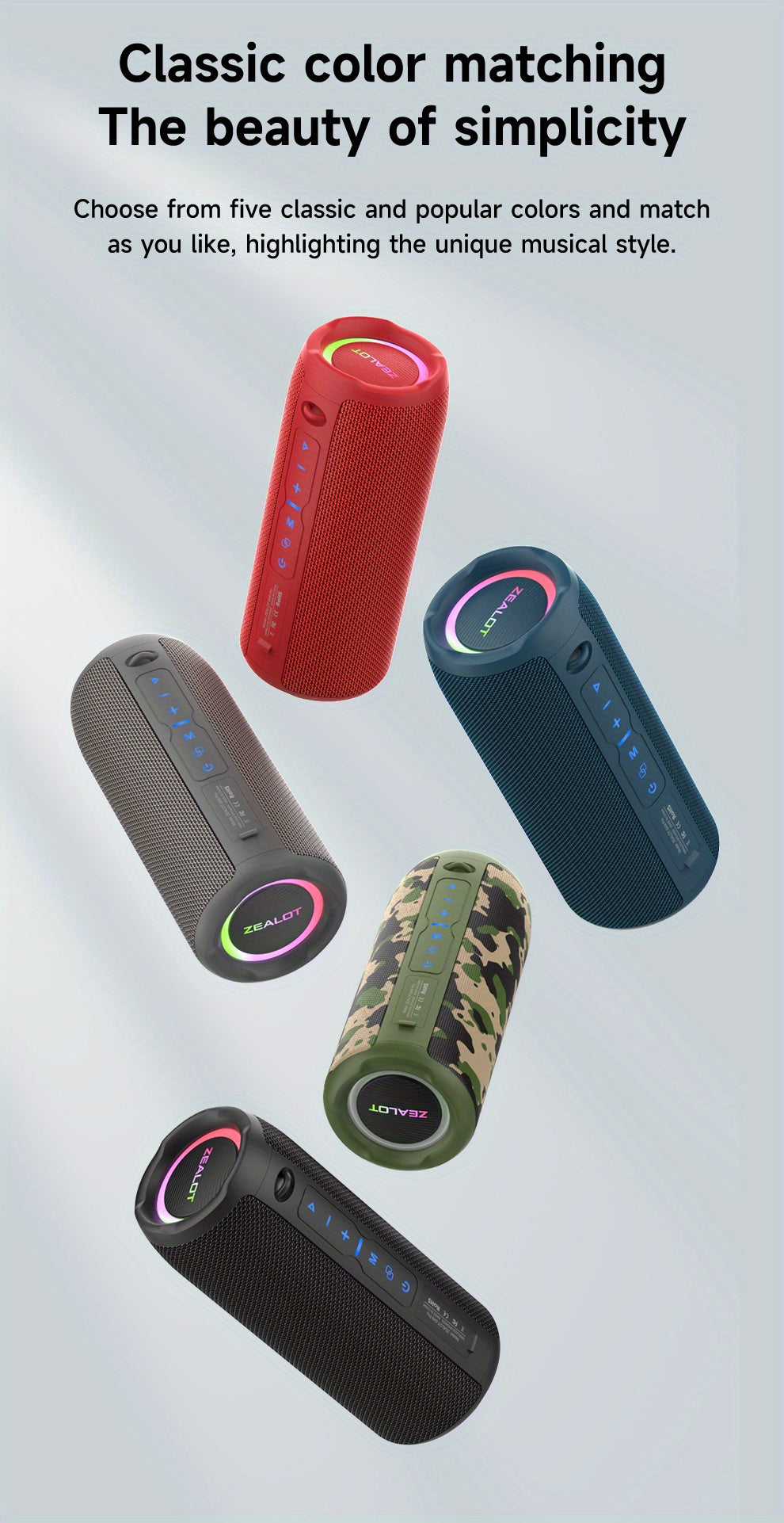 ZEALOT S49 Pro 20W Wireless Speakers, Portable Subwoofer Speaker Wireless Speaker, Dual Pairing, 3000mAh Battery, 10 Hours Playtime Loud Stereo, Booming Bass. Charging Cable And Aux Cable, TF USB Plug-in Card Compatible, Conn