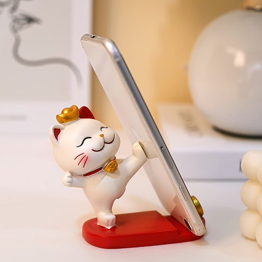 [Cute Cat Holder] Cute Cartoon Cat 1pc Mobile Phone Tablet Holder - Office Desk Ornament Suitable for Mobile Phones and Tablets