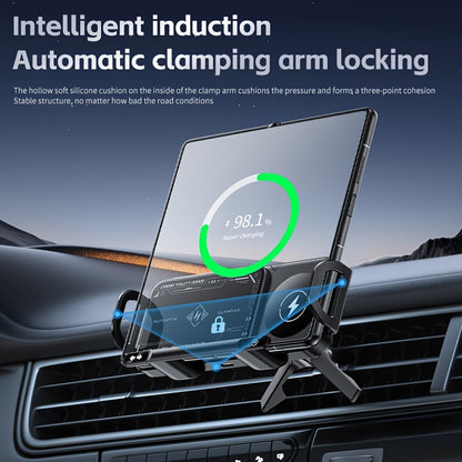 2025 New Car Holder Folding Screen Mobile Phone/tablet Holder 15W Wireless Fast Charging Two-in-one Automatic Rotating Magnetic Mobile Phone Holder Car Air Outlet Holder Suitable for Folding Screen Hands Samsung Galaxy ZFold6