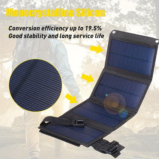 80W Portable Solar Charger Panel - Foldable, Waterproof, USB-Connected Power Bank For Outdoor Travel, Camping, Mobile Phone, Tablet, And Fan Charging - Solar Powered, Female To Male Connector