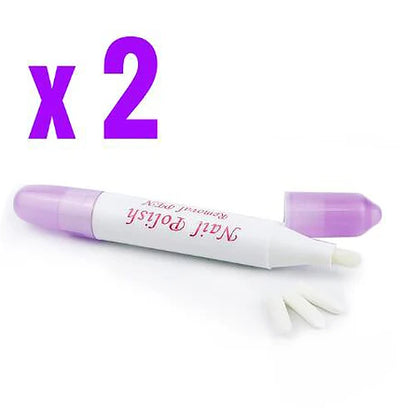 2Pcs Nail Art Polish Remover Pen Refillable with Changeable Tips Precision Manicure Tools for Cleaning And Mistake Correction