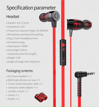 G25 Headset Gamer Headphones Wired Earphone Gaming Earbuds With Mic For Pubg PS4 CSGO Casque Phone Tablet Laptop Universal Game