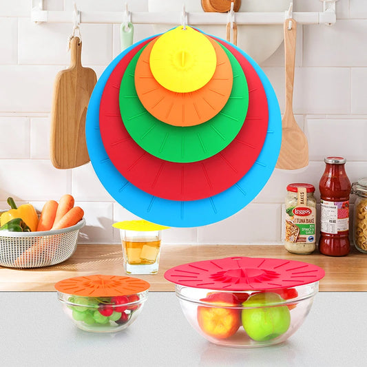 3/5Pcs Silicone Bowl Cover Reusable Food Saver Pot Lid Heat Resistant Microwave Cooking Pot Cover Fresh Keeping Cover Kitchen