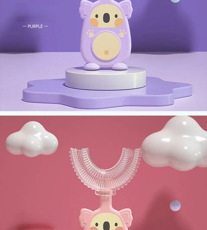 Baby 360 Degree U-shaped Oral Care Cleaning Silicone Soft Toothbrush Cartoon Penguin Koala Cute Children Toothbrush