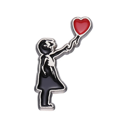 Banksy Art Enamel Pin Flower Thrower Girl With Balloon Always Hope Brooch Lapel Backpack Badge Jewelry Gift For Friends