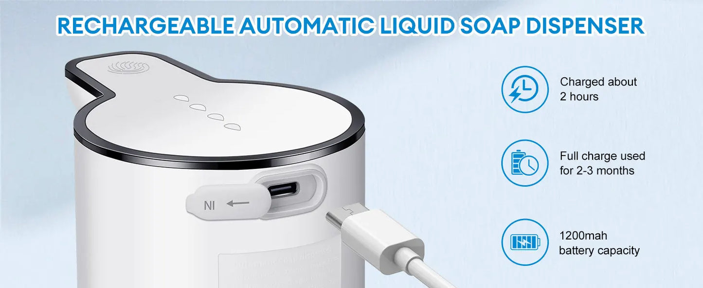 Automatic Infrared Sensor Soap Dispenser Hand Sanitizer Dispenser Wall Mounted Bathroom Kitchen 4-speed Adjustable Rechargeable