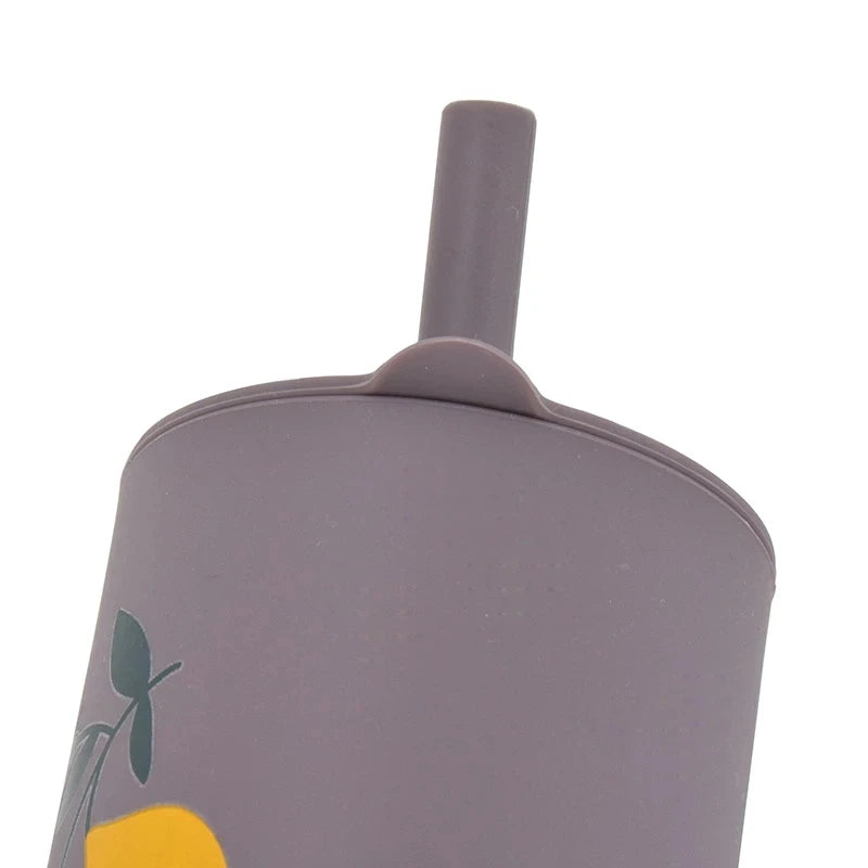Baby Silicone Sippy Cup Portable Storage Snack Container Feeding Children Rainbow Printing Leakproof Learning Drink Cup Bpa Free