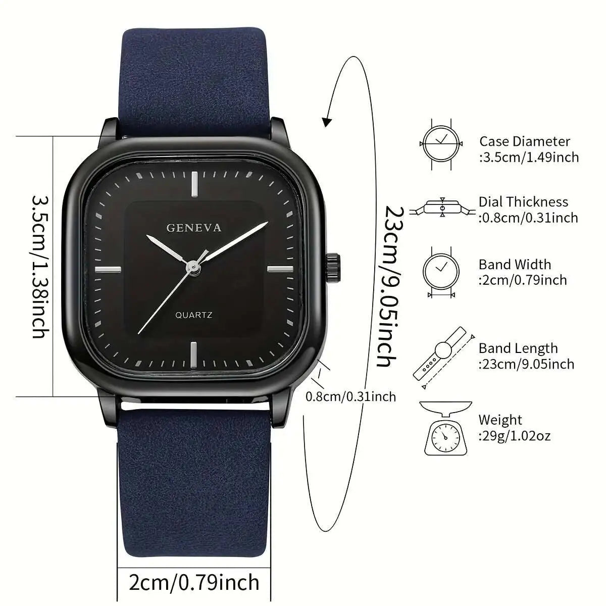 Minimalist Men's Watches Fashion Square Quartz Watch Casual Leather Strap Wristwatch Reloj Hombre（Without Box）