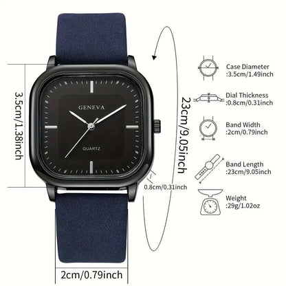 Minimalist Men's Watches Fashion Square Quartz Watch Casual Leather Strap Wristwatch Reloj Hombre（Without Box）