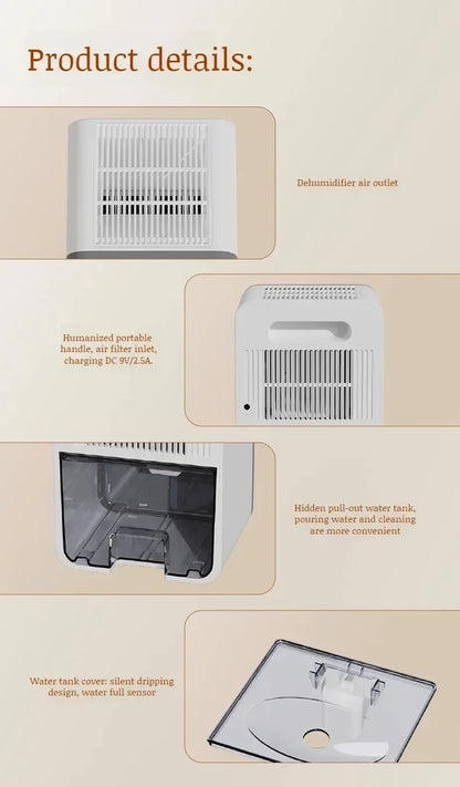 Air Dehumidifier Portable Mute Moisture Absorbers Machine Air Dryer For Home Bedroom Office Kitchen Deodorizer Dryer EU plug