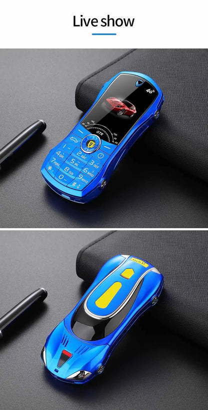 Car Model Mobile Phone 1.8 inch Push Button Mini Car Shape Key Student Dual Sim Telephone MP3 Real Vibration No Camera Cellphone
