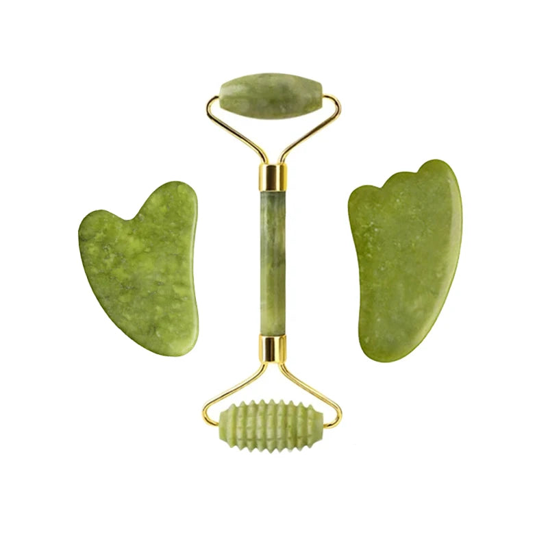 100% Natural Stone Gua Sha Board Set Jade Roller Massager Gouache Scraper Acupuncture Facial Lifting Spa Skin Care Beauty Tools