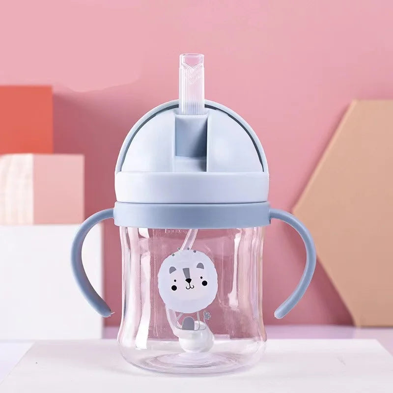 250 ml cartoon design double handle baby sippy cup, bottle, water bottle, kindergarten leak-proof cup, photography accessories