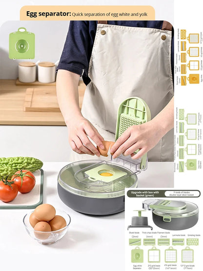 11 in 1 Multifunctional Vegetable Slicer Cutter Shredders Slicer With Basket Fruit Potato Chopper Carrot Sliced and Diced