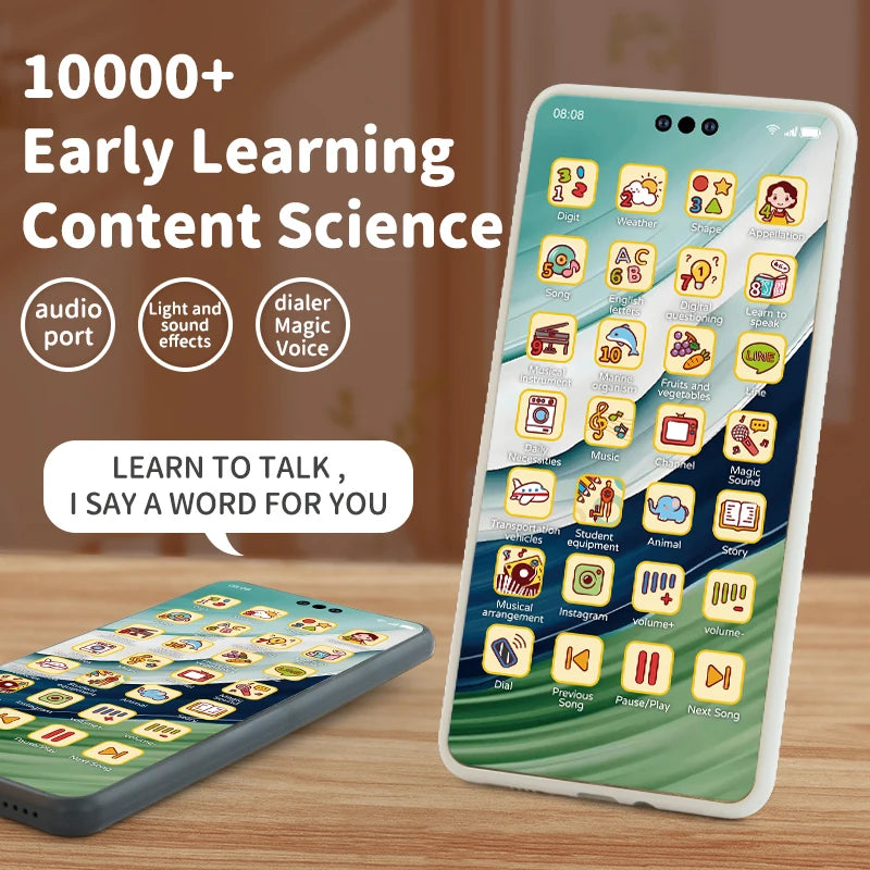 Baby Simulation Mobile Phone Toy Screen Music Early Educational Toys Learning Vocal English Mobile Vocal Toy Model Children Gift