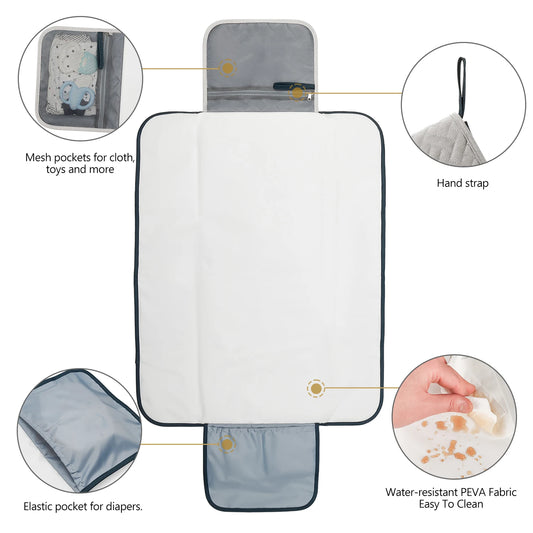 Baby Diaper Changing Pad Portable Changing Station Waterproof Changing Mat Removable Organizer Insert for Diaper Bag