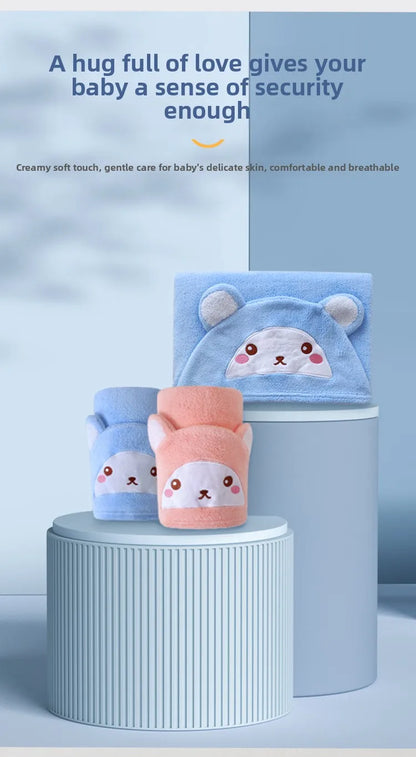 Baby Hooded Bath Towel - Super Absorbent Microfiber Cartoon Cloak, Soft Infant Bathing Wrap with Cute Animal Designs