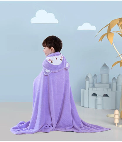 Baby Hooded Bath Towel - Super Absorbent Microfiber Cartoon Cloak, Soft Infant Bathing Wrap with Cute Animal Designs