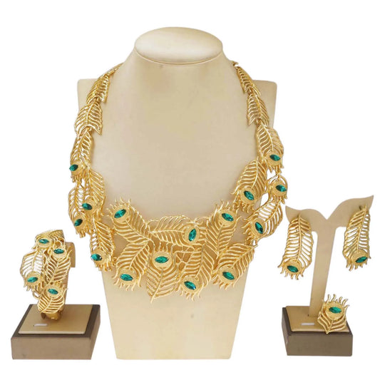 Luxury Woman Long Necklace Unique Design Italian Wedding Party Earrings Bracelets Gold Plated Jewelry Accessories High Quality