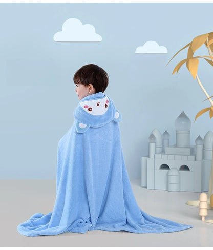 Baby Hooded Bath Towel - Super Absorbent Microfiber Cartoon Cloak, Soft Infant Bathing Wrap with Cute Animal Designs