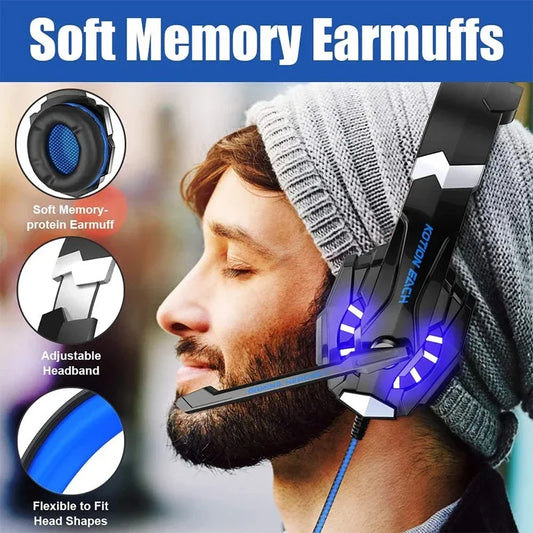 G9000 Gaming Headset Over-Ear Wired Headphones Deep Bass Stereo Casque LED Light Earphone with Mic for PS4 PS5 Switch XBOX PC