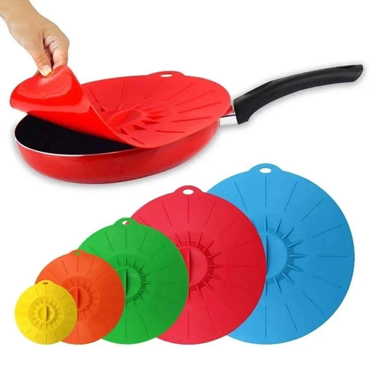 5pcs Silicone Food Fresh Cover Set - Universal Microwave Bowl Covers! Reusable, Easy Vacuum Seal, Stretch Pot Caps