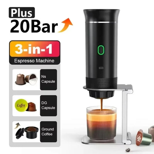 NEW Portable Coffee Machine 3-in-1 Wireless Electric Espresso Coffee Maker for Capsule Coffee Powder Travel Camping Coffee Maker