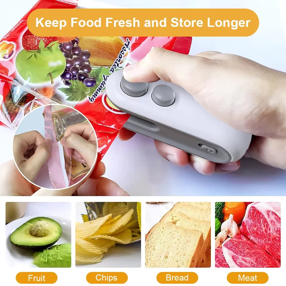 Mini Heat Bag Sealing Machine Portable Plastic Bags Packing Sealer for Snacks Home Handheld Sealer Food Packaging Heat Sealer