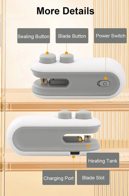 Mini Heat Bag Sealing Machine Portable Plastic Bags Packing Sealer for Snacks Home Handheld Sealer Food Packaging Heat Sealer