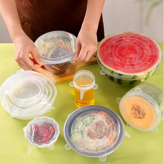 6PCS/Set Multifunctional bowl cover Fresh-keeping Cover Silicone Lids Refrigerator Sealing Preservation Film Kitchen Accessory