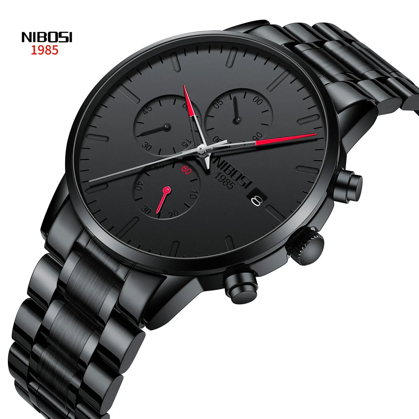 NIBOSI Men's Watches Analog Minimalist Black Dial Watches for Men Business Chronograph Military Stainless Steel Wrist Watches