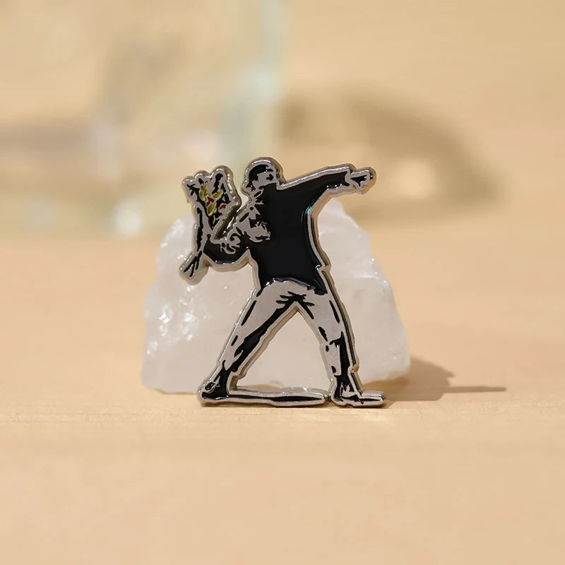 Banksy Art Enamel Pin Flower Thrower Girl With Balloon Always Hope Brooch Lapel Backpack Badge Jewelry Gift For Friends