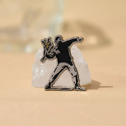 Banksy Art Enamel Pin Flower Thrower Girl With Balloon Always Hope Brooch Lapel Backpack Badge Jewelry Gift For Friends