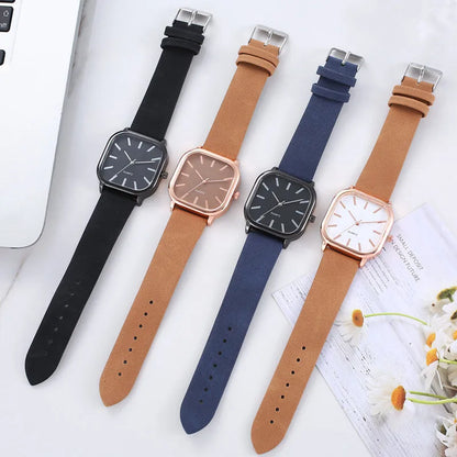 Minimalist Women's Watch Square Dial Pu Leather Strap Quartz Writwatch Female Girls Relogio Leisure Clock Elegant Reloj Saati