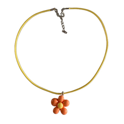 Colorful Flower Necklace Statement Pendant Necklace Floral Design Neck Jewelry Rope Necklace Perfect Gift for Women Girl