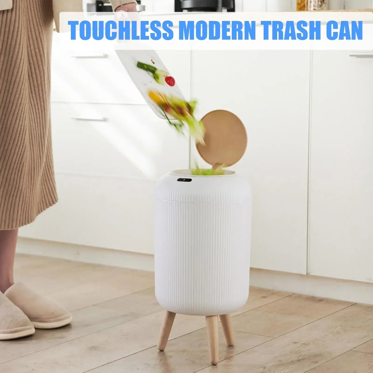 Smart Motion Sensor Automatic Trash Can  Small Plastic  Lid  Equipped for Bedroom Bathroom  Kitchen & Office