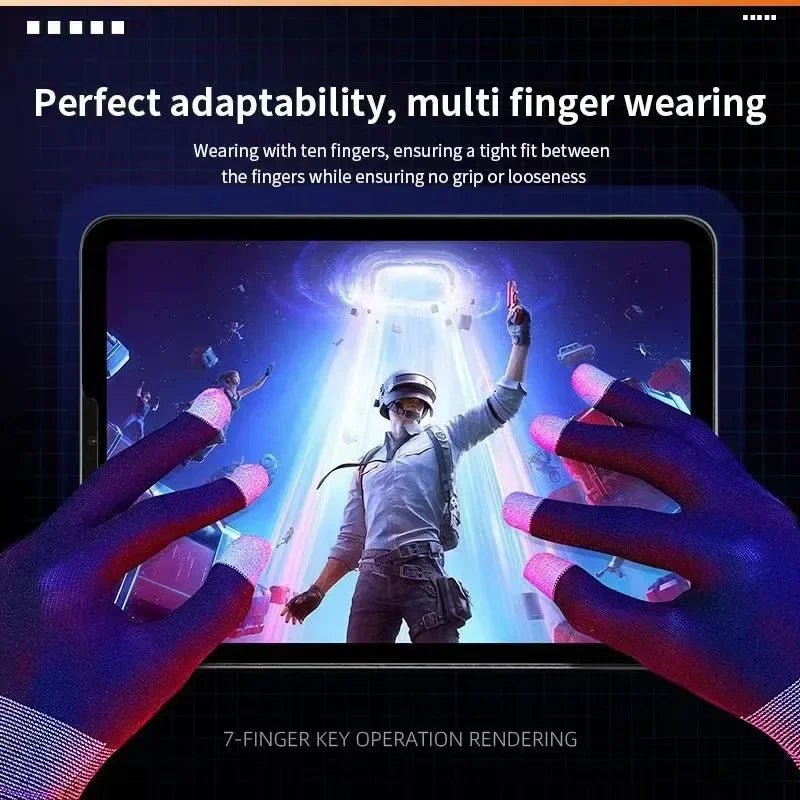 1 Pair NEW E-Sports Mobile PUBG Game Finger Gloves Silver Fiber Anti Slip Ultrathin Sweat Resistance Breathable Gaming Fingertip