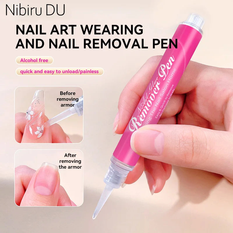 3ml Nail Polish Remover Pen Portable Highly Efficient Fast-Dissolve Glue Pen Reusable Manicure Tool for Fake Nails No Damage