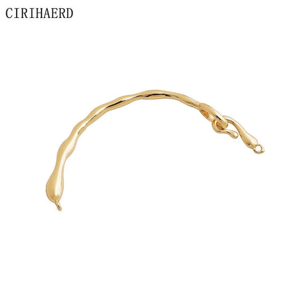 Branch Half Ring Bracelet 14K Gold Plated Irregular Connections Curved Tube For DIY Women's Jewelry Bracelet Making Accessories