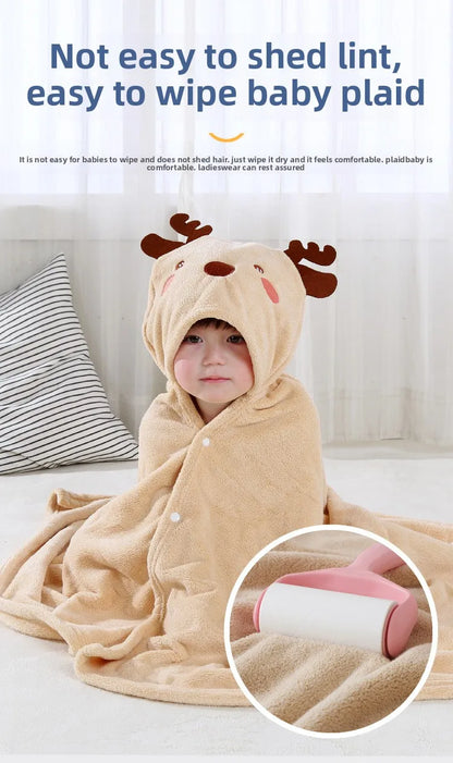 Baby Hooded Bath Towel - Super Absorbent Microfiber Cartoon Cloak, Soft Infant Bathing Wrap with Cute Animal Designs