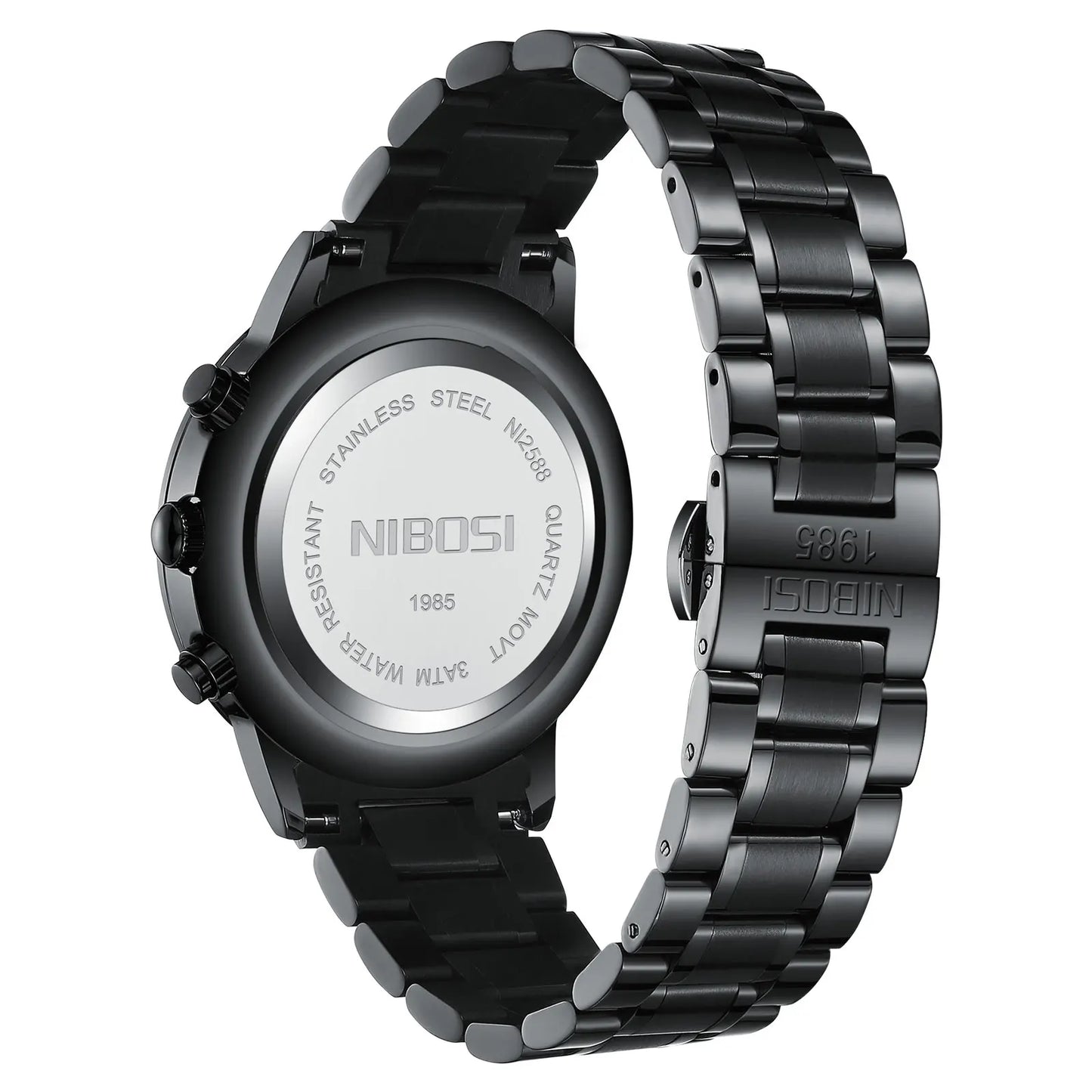 NIBOSI Men's Watches Analog Minimalist Black Dial Watches for Men Business Chronograph Military Stainless Steel Wrist Watches