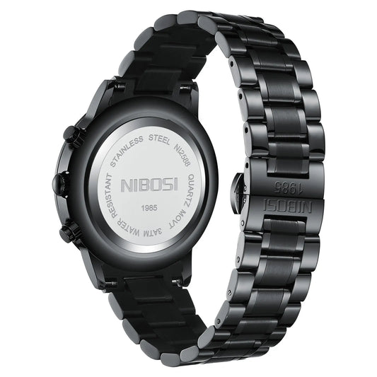 NIBOSI Men's Watches Analog Minimalist Black Dial Watches for Men Business Chronograph Military Stainless Steel Wrist Watches