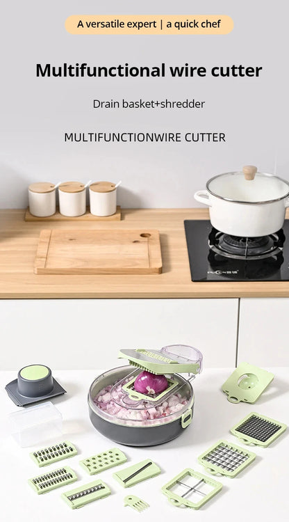 11 in 1 Multifunctional Vegetable Slicer Cutter Shredders Slicer With Basket Fruit Potato Chopper Carrot Sliced and Diced